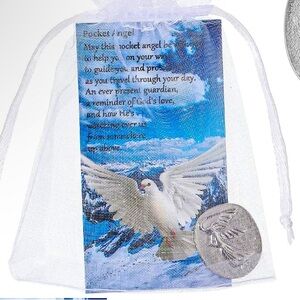Angel Pocket Coin Guardian Pocket Angel Coin Lucky Peace Dove Poem Card Prayer